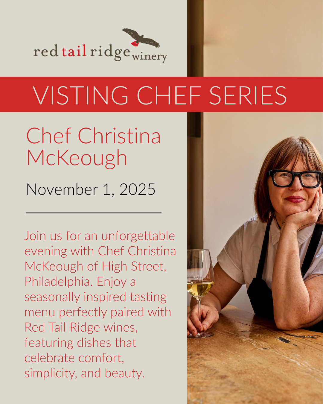 Visiting Chef Series Dinner with Christina McKeough ~ November 1st 2025