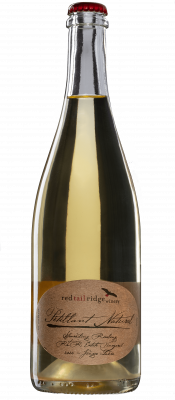 Bright sparkling wine bottle from Red Tail Ridge Winery, New York.